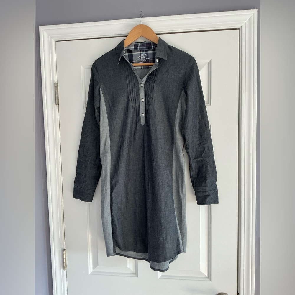 Kuhl Kiley Chambray Shirt Dress Boue Organic Cotton UPF 50 Dress XS